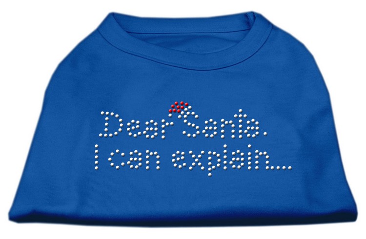 Dear Santa I Can Explain Rhinestone Shirts Blue XS